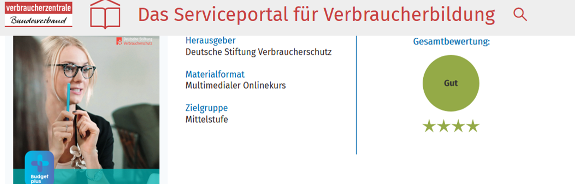 vzbv Bewertung Materialkompass der Verbraucherbildung
