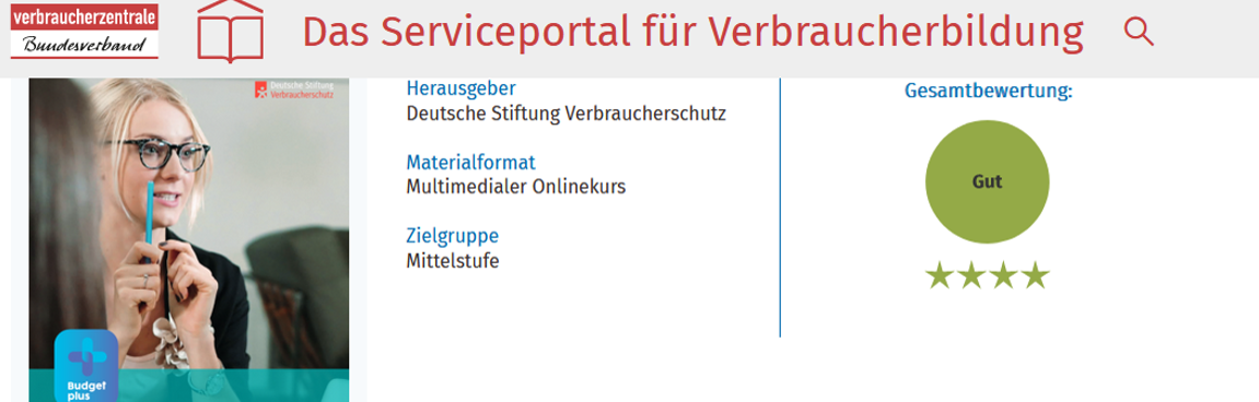 Bewertung Materialkompass der Verbraucherbildung