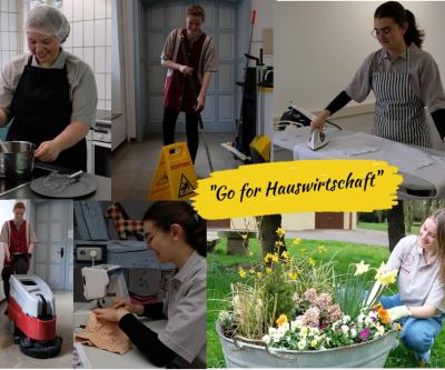 verschiedene hauswirtschaftliche Tätigkeiten in einer Collage, (c) DJHW