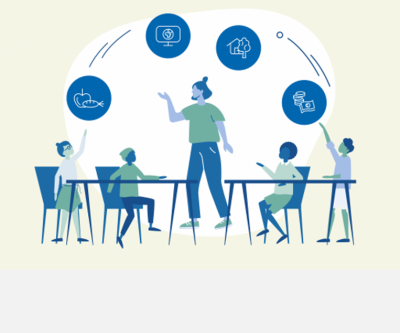 Lehrerin jongliert mit Schulicons, copyright: vzbv