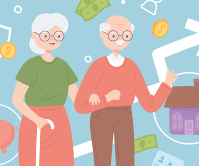 Senioren mit Finanzsymbolen, copryright iStock/Colombia