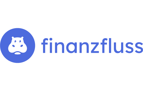 Flußpferdgesicht und Schriftzug finanzfluss