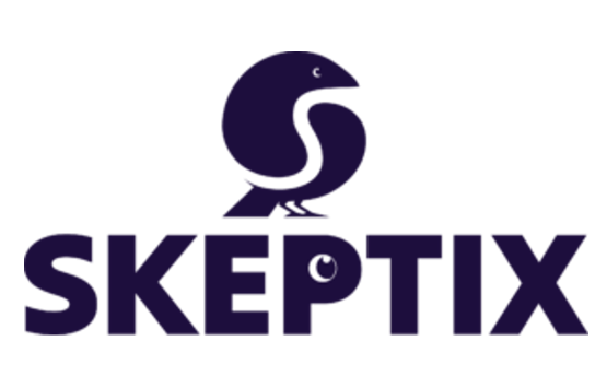 Schriftzug Skeptix unter stilisiertem Vogel